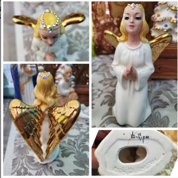 Vintage Holland Mold 1960s Swarovski Jeweled Nativity Set 9pc Handmade - Picture 8 of 15